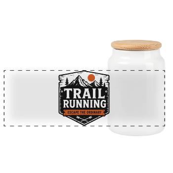 Trail Running Escape the Ordinary Patch - Panoramic Cookie Jar with Wooden Lid - white - Front