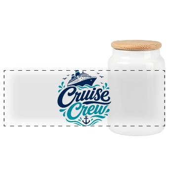 Cruise Crew Logo Nautical - Panoramic Cookie Jar with Wooden Lid - white - Front
