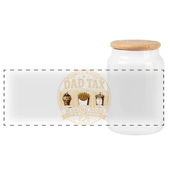 Dad Tax Making Sure It's Not Poison Saying - Panoramic Cookie Jar with Wooden Lid - white - Front
