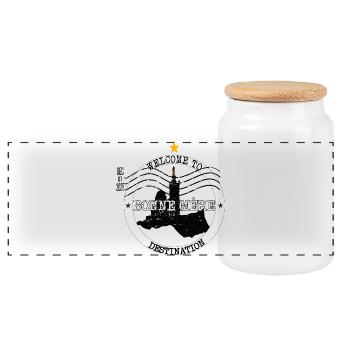 Destination Bonne Mère Marseille - Boîte à biscuits avec couvercle en bois - blanc - Devant