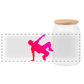 Gift idea for a breakdancer with street dance - Panoramic Cookie Jar with Wooden Lid - white - Front