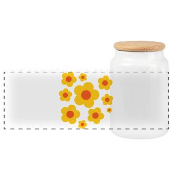 Fleurs d’été Pouvoir floral jaune-orange - Boîte à biscuits avec couvercle en bois - blanc - Devant