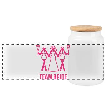 Team Bride (Bachelorette Party 3some / Pink) - Panoramic Cookie Jar with Wooden Lid - white - Front