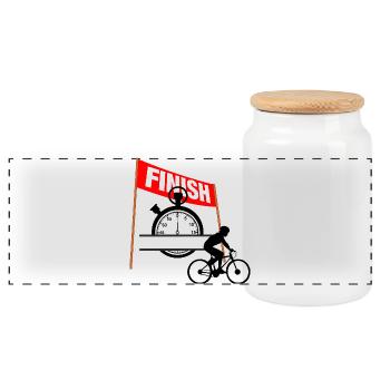 Temps personnel cycliste - Boîte à biscuits avec couvercle en bois - blanc - Devant