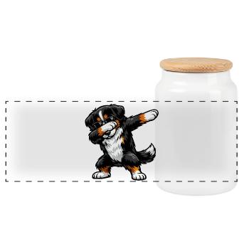 Tamponnage du chien de montagne bernois - Boîte à biscuits avec couvercle en bois - blanc - Devant