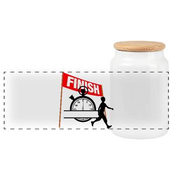 Walking Finish Time Women - Panoramic Cookie Jar with Wooden Lid - white - Front