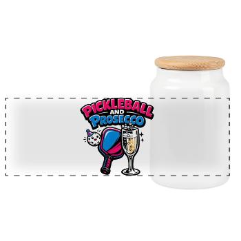 Pickleball Prosecco Logo - Boîte à biscuits avec couvercle en bois - blanc - Devant