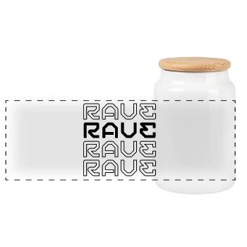 Rave, futuristische Typografie, Musikliebhaber - Panorama Keksdose mit Holzdeckel - Weiß - Vorne