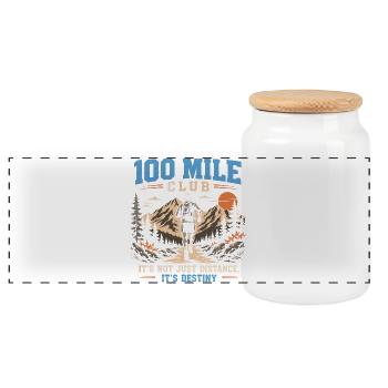 Trail Running - 100 Mile Club - Panoramic Cookie Jar with Wooden Lid - white - Front