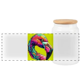 Flamant - Boîte à biscuits avec couvercle en bois - blanc - Devant