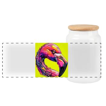 Flamant - Boîte à biscuits avec couvercle en bois - blanc - Devant