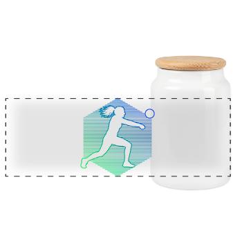 Die Ballsportlerinnen und Fistball passen zusammen - Panorama Keksdose mit Holzdeckel - Weiß - Vorne