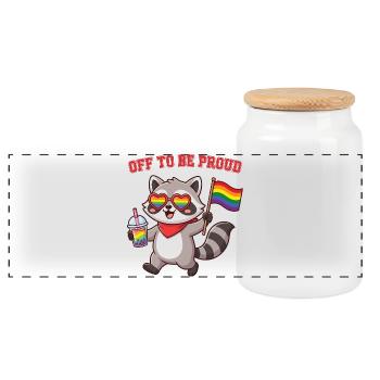 Pride Month LGBTQ - Off To Be Proud - Panoramic Cookie Jar with Wooden Lid - white - Front