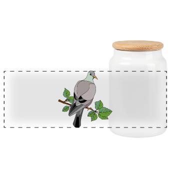 Pigeon oiseau - Boîte à biscuits avec couvercle en bois - blanc - Devant