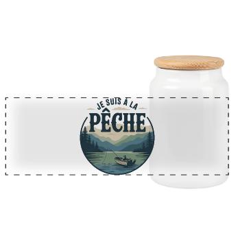 Je suis à la pêche - Boîte à biscuits avec couvercle en bois - blanc - Devant