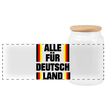 Alle für Deutschland - Panorama Keksdose mit Holzdeckel - Weiß - Vorne