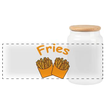 Fries Duo Cartoon GelbOrange - Panorama Keksdose mit Holzdeckel - Weiß - Vorne