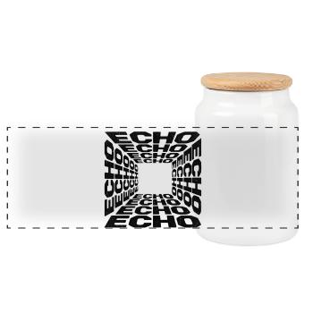 Tunnel Echoes Typographic Pattern - Panoramic Cookie Jar with Wooden Lid - white - Front