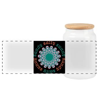 Salty Sunburst Psychedelia - Panoramic Cookie Jar with Wooden Lid - white - Front