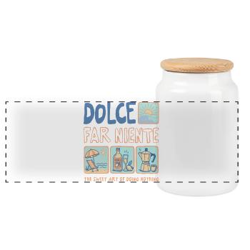 Dolce Far Niente - La Dolce Vita Sommer Design  - Panorama Keksdose mit Holzdeckel - Weiß - Vorne