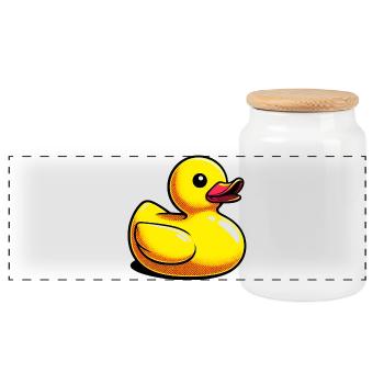 Ente Ente Ente Ente Ente - Panorama Keksdose mit Holzdeckel - Weiß - Vorne