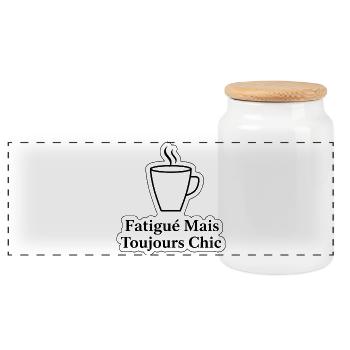 Fatigué Mais Toujours Chic Café - Boîte à biscuits avec couvercle en bois - blanc - Devant
