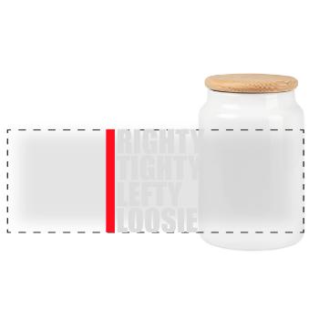 Righty Tighty Lefty Loosie Funny DIY Logo - Panoramic Cookie Jar with Wooden Lid - white - Front
