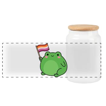 Mois de la fierté LGBTQ - Grenouille lesbienne - Boîte à biscuits avec couvercle en bois - blanc - Devant