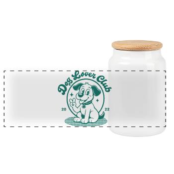 Club des amateurs de chiens design mignon de chiot - Boîte à biscuits avec couvercle en bois - blanc - Devant