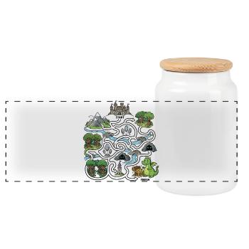 Dragon Treasure Map - Panoramic Cookie Jar with Wooden Lid - white - Front