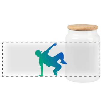 Geschenkidee für einen Breakdancer mit Streetdance - Panorama Keksdose mit Holzdeckel - Weiß - Vorne