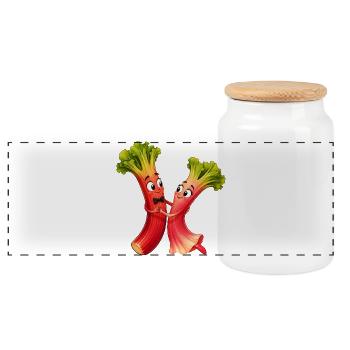 Rhubarb vegetables - Panoramic Cookie Jar with Wooden Lid - white - Front