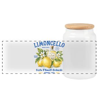 Limoncello Orchard Citrus Art - Panoramic Cookie Jar with Wooden Lid - white - Front