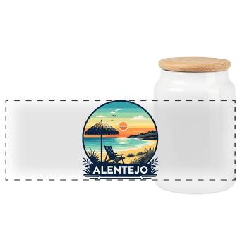 Alentejo Portugal Urlaub Erholungsreise - Panorama Keksdose mit Holzdeckel - Weiß - Vorne