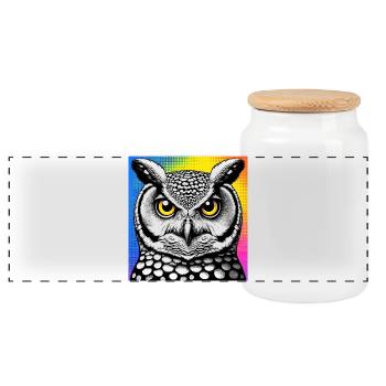 hibou - Boîte à biscuits avec couvercle en bois - blanc - Devant