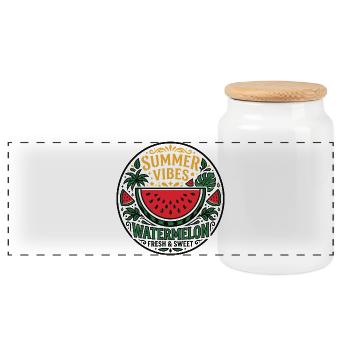 Motif pastèque Summer Vibes - Boîte à biscuits avec couvercle en bois - blanc - Devant
