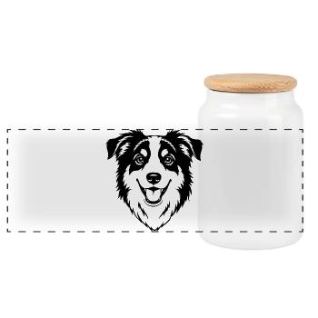 Berger australien à tête noire - Boîte à biscuits avec couvercle en bois - blanc - Devant