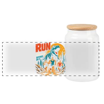 Running Motivation - Panoramic Cookie Jar with Wooden Lid - white - Front
