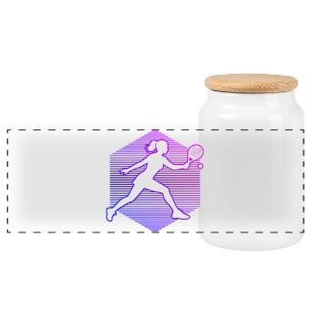 Padel Accessories Design for Padel Learning to Play Fans - Panoramic Cookie Jar with Wooden Lid - white - Front