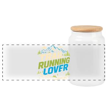 Trail Running Lover Mountain Forest Graphic - Panoramic Cookie Jar with Wooden Lid - white - Front