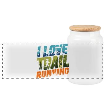 I Love Trail Running - Panoramic Cookie Jar with Wooden Lid - white - Front