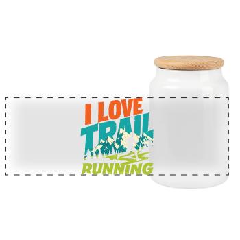 I Love Trail Running - Panoramic Cookie Jar with Wooden Lid - white - Front