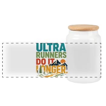 Ultra Runners Do It Longer - Panoramic Cookie Jar with Wooden Lid - white - Front