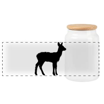 Deer Silhouette Hunter Hunting Club Forester Forest - Panoramic Cookie Jar with Wooden Lid - white - Front