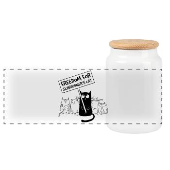 Le design de protestation des chats de Schrödinger - Boîte à biscuits avec couvercle en bois - blanc - Devant