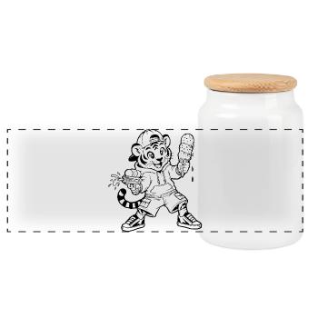 Tigerstyle Sommer Holiday - Panorama Keksdose mit Holzdeckel - Weiß - Vorne