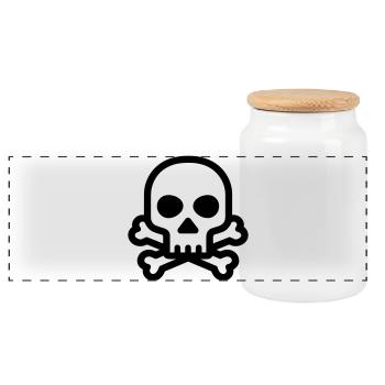 tête de mort, pirate, crâne, skull, icône, os croi - Boîte à biscuits avec couvercle en bois - blanc - Devant