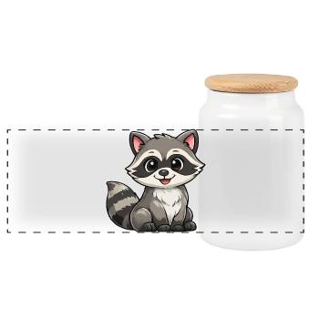 Illustration d'un raton laveur tout mignon - Boîte à biscuits avec couvercle en bois - blanc - Devant