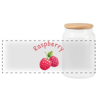 Illustration de texte couronné de framboise pour un vêtement - Boîte à biscuits avec couvercle en bois - blanc - Devant