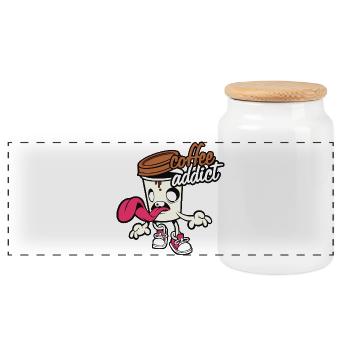 coffee addict - Panoramic Cookie Jar with Wooden Lid - white - Front